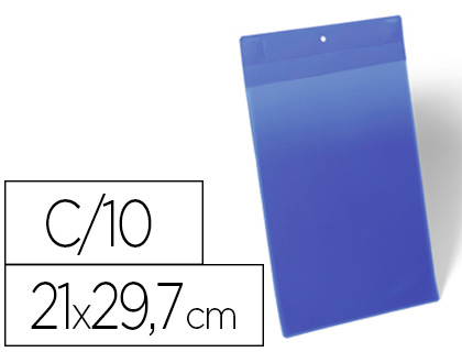 10 fundas magnéticas Durable 210x297mm. plástico azul ventana transparente